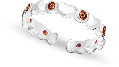 LeCalla 925 Sterling Silber Herz mit CZ Granat offene verstellbare Zehenringe für Damen