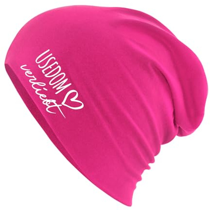Huuraa Beanie Usedom verliebt Fuchsia One Size Baumwolle und Elasthan Mütze Geschenkidee