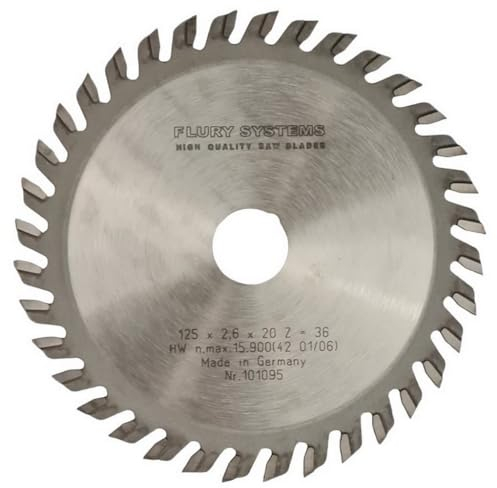 Flury HM-Blatt 125 x 2,6 x 20 Z36 WZ 101095 Wechselzahn Holz Kunststoff Kappsäge