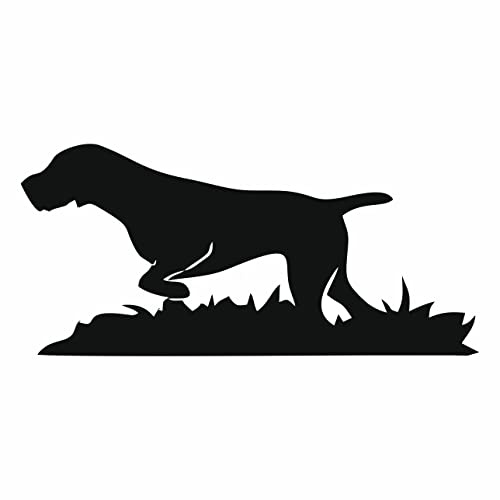 AMA SHOP Vorgestanzter PVC-Aufkleber Deutsch Drahthaar Farbe Schwarz | Deutscher Sticker für Helm, Motorrad, Wohnmobil, AutoTuning | Jagd Leidenschaft