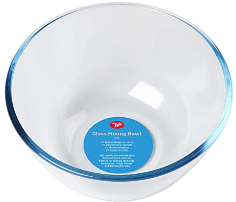 Tala Borosilicate 2.7L Glass Mixing Bowl, Perfect for Everyday Baking, Food Prep, Melting Chocolate, Withstands Temperatures up to 240ËšC, Fridge, Freezer and Dishwasher Safe