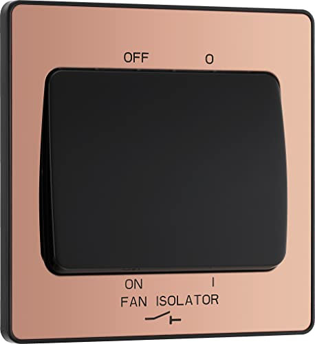 British General Evolve Polished Copper Fan Isolator Switch, 10A, Triple Pole, Rocker