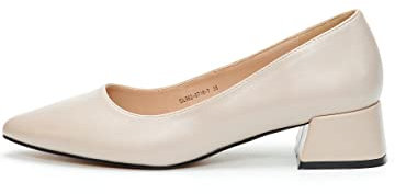 Scarpe con Tacco, Décolleté, Beige, 3.5cm Tacco Largo, Similpelle, DL982-0716-7 (Beige, 36 EU)
