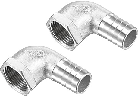 M METERXITY 2Stk von elastischen Stangenbeschlägen – 90 Grad Winkel Edelstahl 20mm Schlauchanschluss Für Kraftstoffwasser Verwenden (3/4 NPT Innen Gewinde Schlauch)