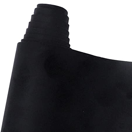 Schwarz Mikrofaser Stoff Folie 37x160cm Kunstleder Wildlederimitat Samtige Selbstklebend Wildlederimitat Wildleder Optik Stretch Dehnbar Stoff Velours für Optik, Schmuck-Schublade, Möbel DIY-Zubehör