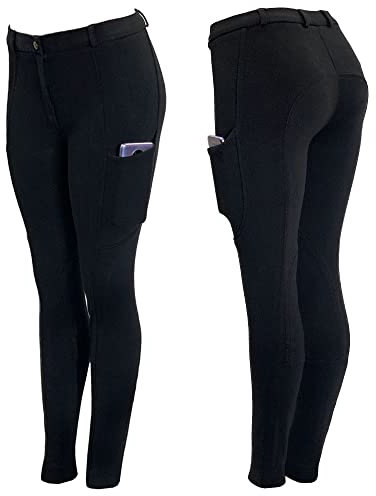 Autumnn Equestrian Jodhpurs Ladies Black Jodphurs with Two Phone Pockets Horse Riding Breeches Destiny Ladies Jodhpurs (as8, Waist, 30, Regular, Regular)