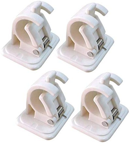 2 Sets 4-teiliges Set Haken selbstklebend Wandbefestigung Gardinenstange Halterung Duschvorhangstange Clip Hanging Rack