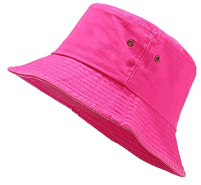Hearda Été Chapeaux de Pêcheur Femme, Unisexe Réversible Seau Bob Chapeau Pliables Coton Respirants Chapeau de Soleil pour Convient activités de Plein air et Sports (M(56-58cm),Rose fluo)