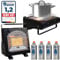 Z.M.C Riscaldamento a gas portatile 2 in 1 e fornello a gas + 4 cartucce a gas da 227 g, riscaldamento in ceramica da campeggio 1,7 kW, riscaldatore a gas per esterni e interni, riscaldatore mobile