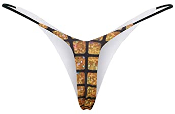 Sexy Männer Unterwäsche Elefant Leibhöhe, doppellagiger Bikini-Slip Vibrierende Unterwäsche Mit Fernbedienung (Gold, M)