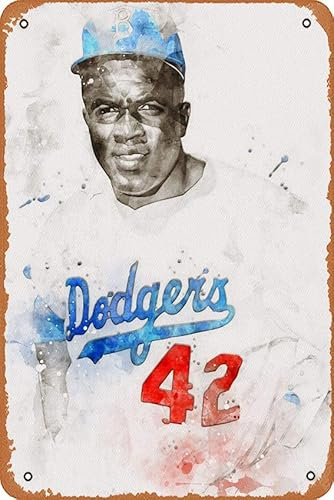 Zuhhgii Dreyooy Baseball-Poster Jackie Robinson Poster, Wandkunst, 30,5 x 20,3 cm, Metalldose, Retro-Vintage-Schild
