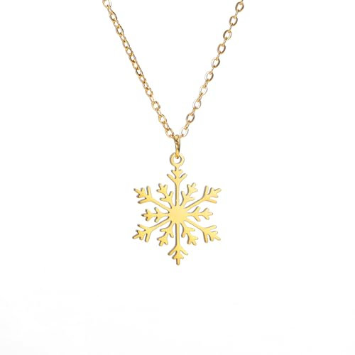 kkjoy Weihnachten Halskette aus Edelstahl Schneeflocke Festliche Anhänger Halskette für Weihnachten Party Schmuck Geschenk für Frauen Männer