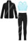 iiniim Kinder Mädchen Trainingsanzug Eiskunstlauf Anzug Glitzer Strass Langarm Sweatjacke + Hose Sport Leggings Yoga Gym Eislaufen Tanzkleidung Hellblau 146-152