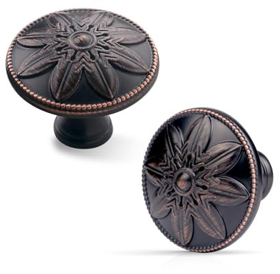 Xlroaafs Schrankknäufe aus Bronze mit Öleingeriebenen, 3,6 cm, rund, massive Zinklegierung, Bronze, Küchenschrankgriffe für Schränke, antike Bronze, Schubladen, Schubladen, Kommoden, 15 Stück