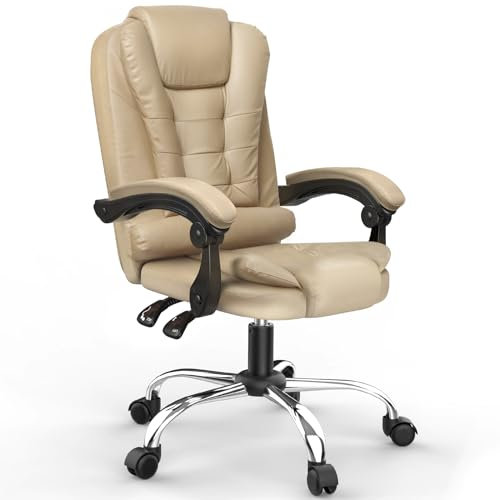 naspaluro Fauteuil de Bureau, Chaise Bureau Ergonomique avec Large Assise rembourrée, Siège de Bureau Inclinable Hauteur Réglable, Roulette Silencieuse, Marron