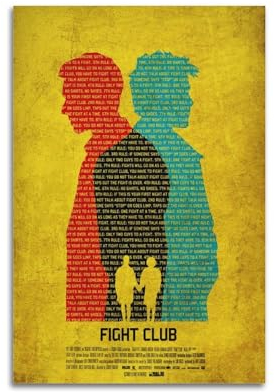 Zamm Filmposter Fight Club, Wandkunst, Leinwandgemälde, Wohnzimmer, Schlafzimmer, Heimdekoration, Büro, Wandposter, Fitnessstudio, Kunstmalerei, 30 x 45 cm