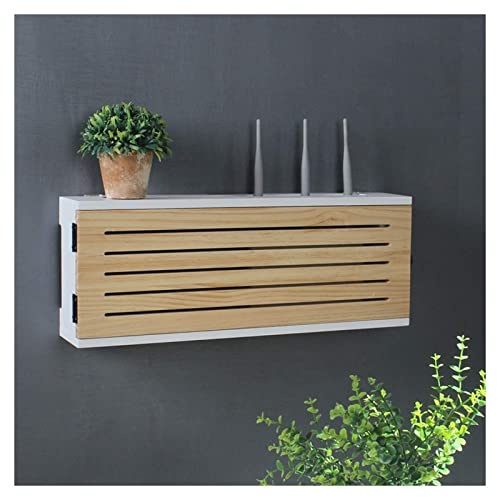 ZJGFCB Massive Holzwandmontage Router Set-Top-Box Aufbewahrungsbox Sortieren Sie Hirder Regal TV untere Reihe Buchse Occlusion Box Wireless WiFi Router