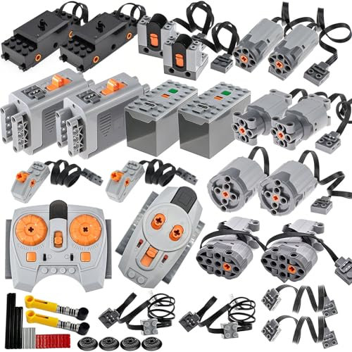 SEEMEY 44Pcs Technic-parts Kit de fonction d’alimentation technic-Moteur Boîte à piles Vitesse réglable Récepteur de télécommande infrarouge Moteur de train compatible avec LEGO