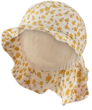 Sterntaler Sonnenhut Blumen - Mädchen Sommerhut mit Futter aus Batist (Bio) - Fischerhut mit Nackenschutz - Baby und Kinder Kopfbedeckung - Ecru, Größe 53