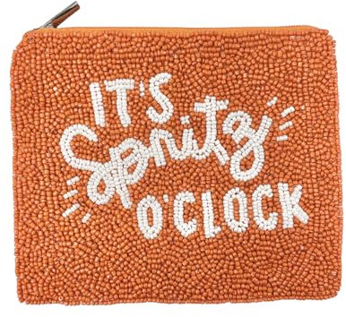 IT'S SPRITZ O'CLOCK Beaded Pouch Purse, Orange Small Purse, Birthday Gifts, Gift Card Pouch, Bachelorette Gift, Small Wallet, Orange, Preppy