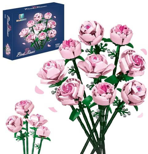 Blumen Baukasten Kompatibel mit Lego für Erwachsene,Rosen für Sie oder Ihn zu Weihnachten,Jahrestag,Botanische Kollektion,Künstliche Blumen Heimdekoration 741 pcs