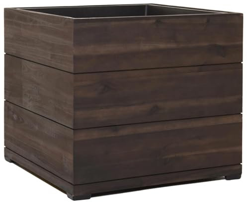 VIVANNO Pflanzkübel Blumenkübel Holz Block Würfel mit Einsatz 44x44x41 cm Dunkelbraun