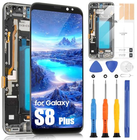 TFT pour Samsung Galaxy S8 Plus Écran LCD pour Galaxy S8+ SM-G955 G955F Remplacement de l'écran Tactile Digitizer Assemblée avec Kit de réparation (Noir avec cadre)