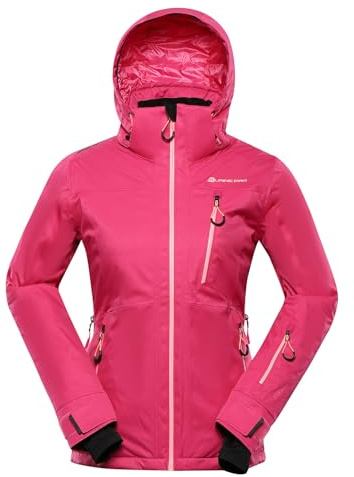 ALPINE PRO REAMA Damen Skijacke mit Kapuze, Snowboard Jacke, Stretchjacke, Winterjacke, Outdoorjacke, Wanderjacke, Jacke für die Berge, Wasserdichte und Atmungsaktive Jacke, Freizeitjacke