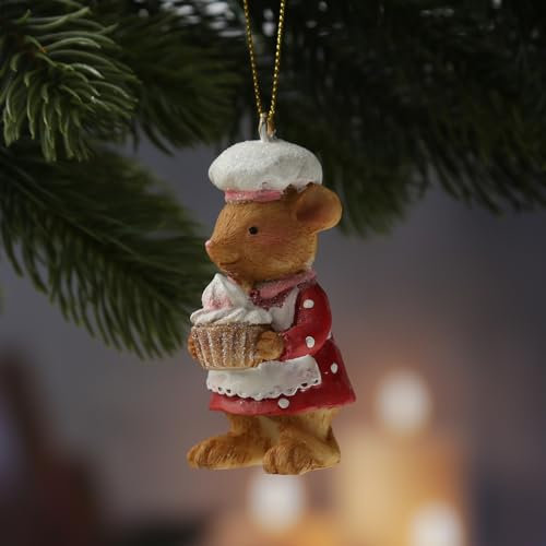 Christbaumschmuck Maus süß Weihnachtsbäckerei Polyresin H: 8,5cm (Törtchen)