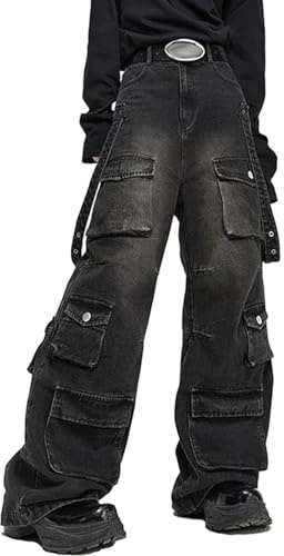 Jeans für Damen, Herren Baggy Jeans Y2K Cargohose Grunge Fallschirmhose Emo Alt Streetwear Hip Hop