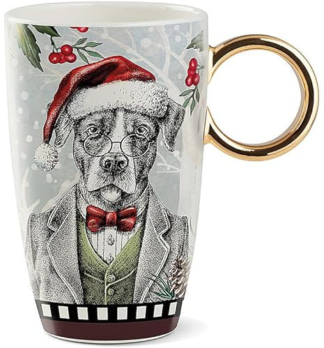 Egan Weihnachtstasse mit Aufdruck eines Hundes, mit einem Fassungsvermögen von 440 ml. Die Referenz lautet: 120163