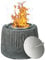 VOSSMOON Tabletop Fire Pit, Bioethanol Table Top Fire Bowl, Portable Round Fireplace indoor or Outdoor, Concrete Table Top Patio Heater Ethanol Burner with Tempered Glass for Potluck or Camping, Black