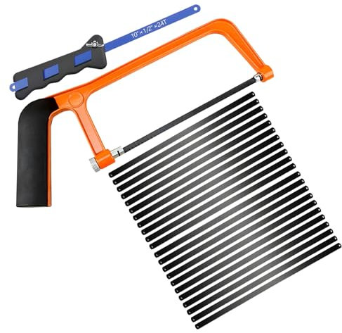 2 Pcs Hacksaw, Practical Small Hacksaw with 20 Pcs Mini Saw Blade Orange Junior Hacksaws Suitable DIY Projects Plumbing Electrical Work Home Pipes Woodworking Metalworking Work