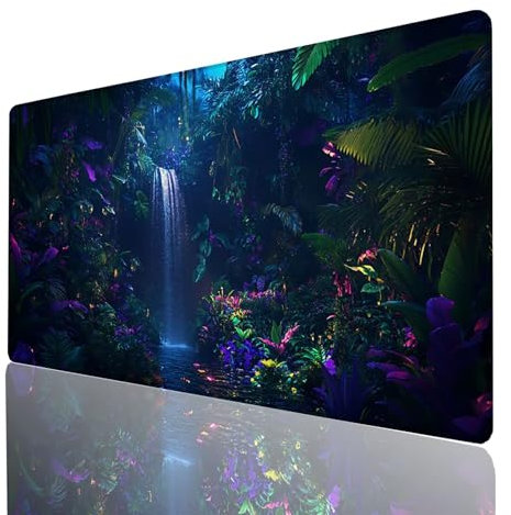 Plant Mouse Pad, Gaming Mouse Pad 24 x 12 x 0.12, Desk Mat Large with Stitched Edges, Non Slip Rubber Base, Falls Mousepad Waterproof for Laptop Office Gaming Desk Accessories Gifts for Men 955-GYL