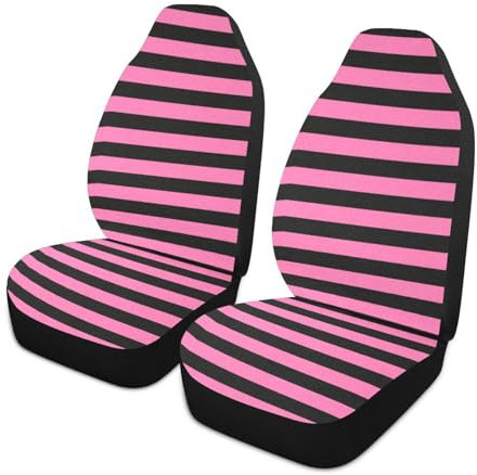 EtherSpher Dekorativer Sitzbezug für Damen, coole SUV-Sitzbezüge, Pink und Schwarz, 2 Stück