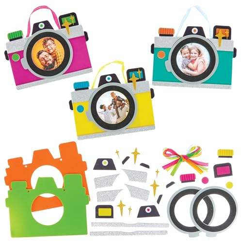 Baker Ross FN567 Retro Camera Photo Frame Kits - Pack of 5, Arts and Crafts Kits for Kids