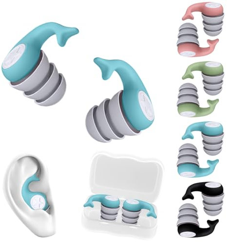 Tappi per le Orecchie da Nuoto per Bambini (4-14 Anni), 4 Paia Tappi Orecchie Piscina in Silicone Riutilizzabili per Nuotatori, Perfetti per Doccia, Nuoto, Surf, Snorkeling