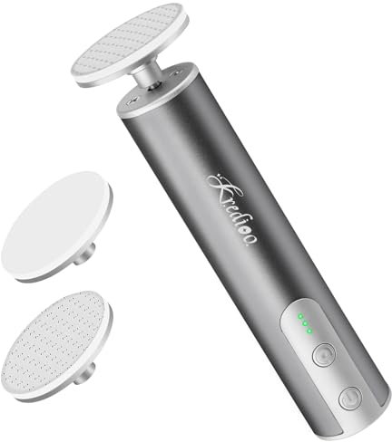 Kredioo Rechargeable Electric Foot File Hard Skin Callus Remover with 2 Durable Nano Glass Grinding Head Grinder for Dry Dead Hard Skin Feet Callus Cracked Heels for feet Care, 1 Brush, Grey