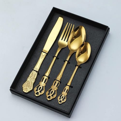 Abendessen Besteck Silberbesteck Set 32 Pcs Service für 8 Besteck Utensil Set Palast Stil Klassische Retro Hohl Gravieren Kitchenw