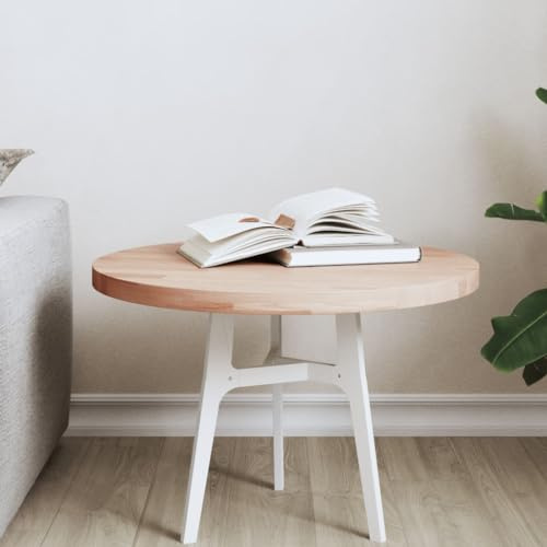 WEMYUFURN Tischplatte Ø50x2,5 cm Rund Massivholz Buche Massivholzplatte Tischlerplatte Esstischplatte Holz für Arbeitsplatte Wohnzimmer