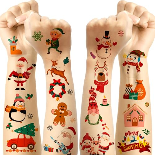 20 Blatt Weihnachten Kindertattoo, Adventskalender Füllung Kinder, Kleinigkeiten für Adventskalender, Nikolaus Geschenke, Weihnachtsgeschenke für Kinder
