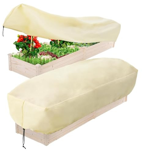 BommFu Gartenabdeckungen Für Hochbeete | 2 Stück Rechteckige Pflanzenschutzabdeckung Mit Zugband - Wetterfester Pflanzenschutz Gegen Frost,Für Gewächshaus Winter Kaltes Wetter Hochbeet Terrasse Balkon