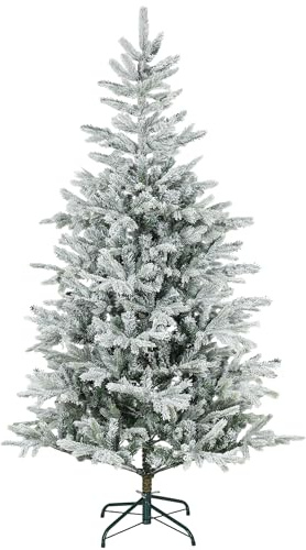 HOMCOM Albero di Natale 180cm con 1207 Rami Ignifughi Effetto Realistico | Albero di Natale Innevato Artificiale Folto, Base Pieghevole in Metallo, per Negozio, Casa, Ufficio, Facile Montaggio