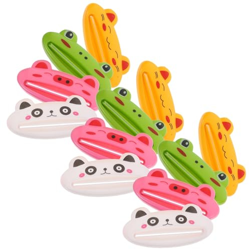 SOIMISS 12 Stück Pack Zahnpasta Quetscher aus Kunststoff mit Cartoon Tiermotiven Manueller Tuben Drücker für Zahnpasta Gesichtscreme und Handcreme Leichter Clip für Badezimmer und Reisen