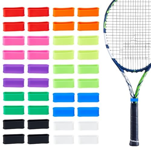 SUPERFINDINGS 40 Stück 10 Farben Tennis Schläger Griffbänder Silikon Pickleball Paddle Racket Griffbänder rutschfeste Schläger Gummiringe Verfügbar Gute Elastizität Für Squash Baseball Schläger Griff