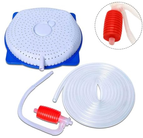 EasyByMall Kit de pompe à siphon pour piscine hors sol, avec tuyau de vidange et tube de siphon, 45,7 x 30,5 x 15,2 cm, lot de 4 pièces en plastique