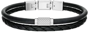 Fossil Machine Herren schwarzes Lederarmband, JF04989040