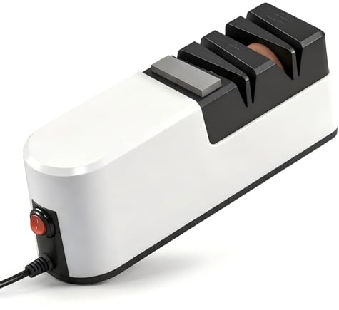 Electric Knife Sharpener – 3-Stage Kitchen Knife Sharpener, USB Powered Compact for Travel & Camping, Non-Slip Base for Home Use