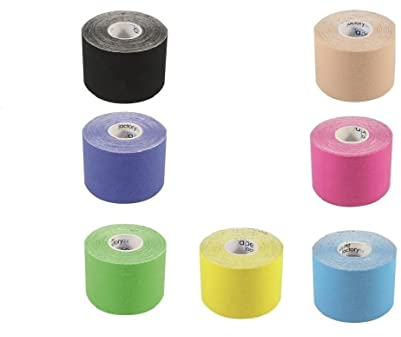 Tapefactory24 7 Rollen - ORIGINAL KINESIOLOGIE Tape 5 cm x 5 m Blau, Pink, Beige, Schwarz, Marine, Grün, Gelb - Für Sportler und Physiotherapeuten