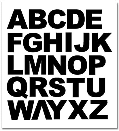 1 x Set of Full Alphabet Black Letters - Removable Self Adhesive Waterproof Durable Vinyl Stickers - Cut to the sticker Shape - size 20mm
